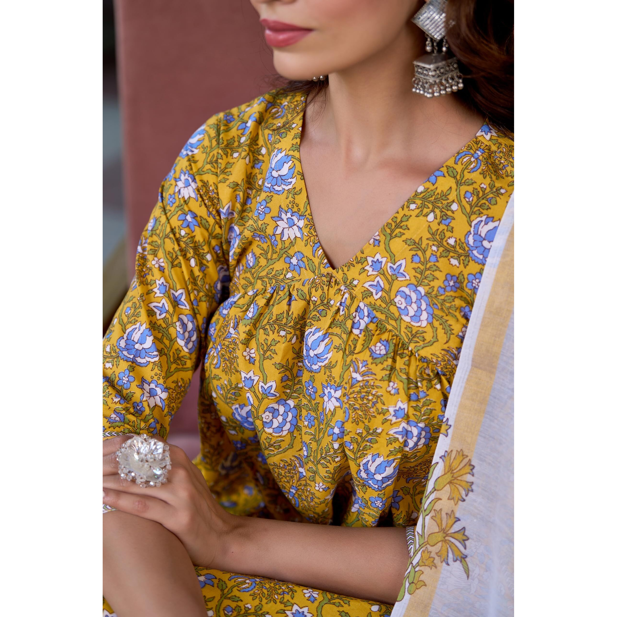 KLOSIA Women Printed Kurta and Pant Set with Dupatta | Ethnic Set | Kurta Set for Women | Kurta Set with Dupatta (XX-Large) Green