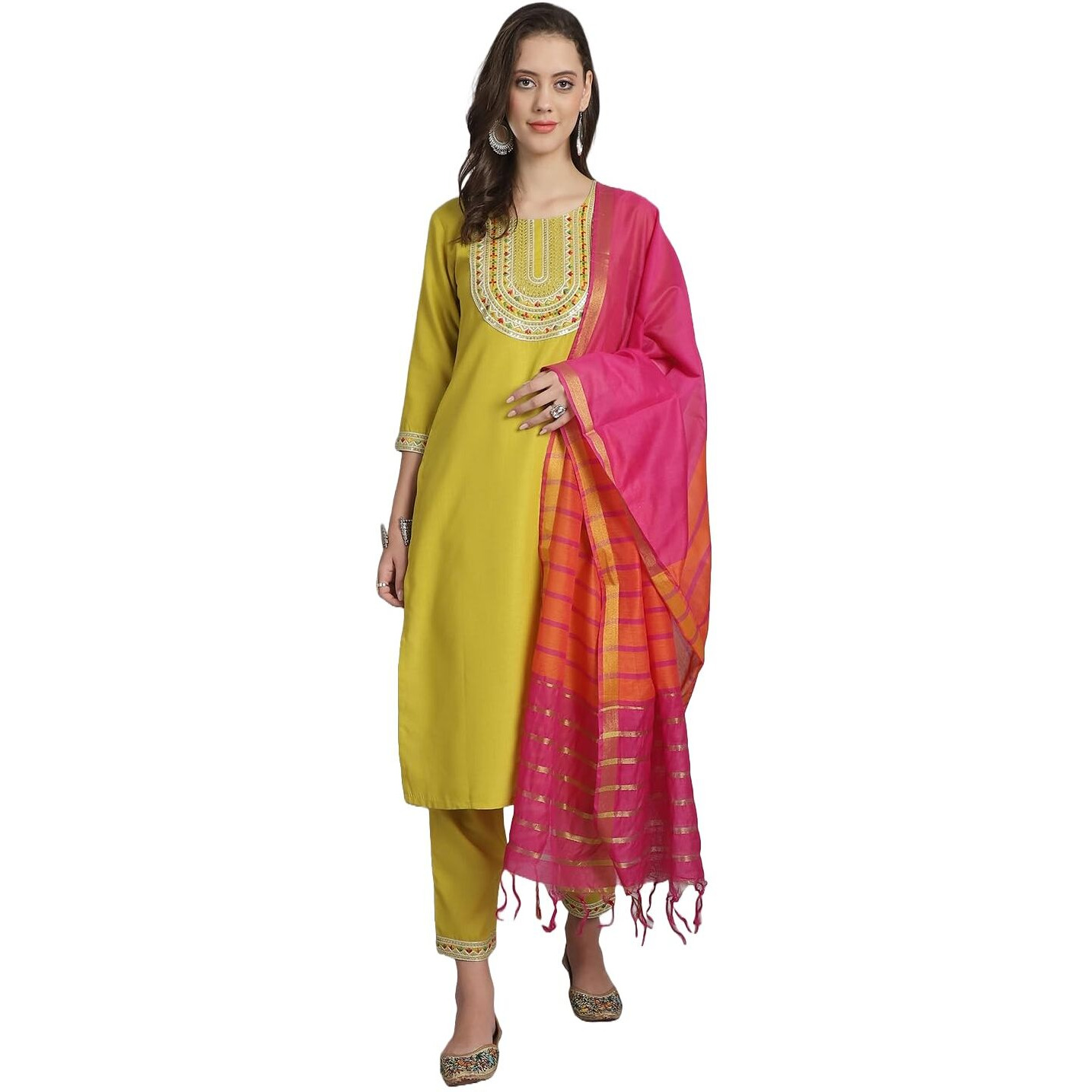 KLOSIA Women Embroidery Kurta and Pant set with Dupatta | Emboidery | Kurta set | Ethnic set | Suit | Wedding | Festive Wear | (XX-Large)