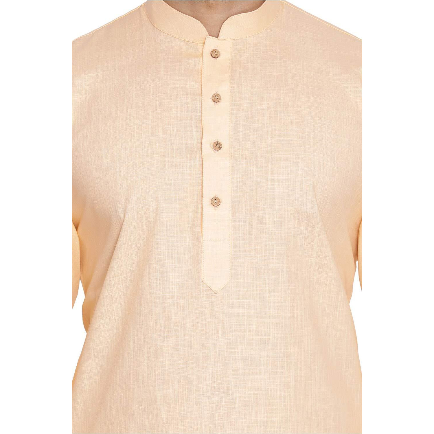 VASTRAMAY Mens Cotton Linen Fawn Kurta - Timeless Elegance for Festivals & Events | Plain Solid Full Sleeves Mandarin Collar Kurta | Classic Design, Premium Comfort, and Versatile Style_VASMK007FN_36
