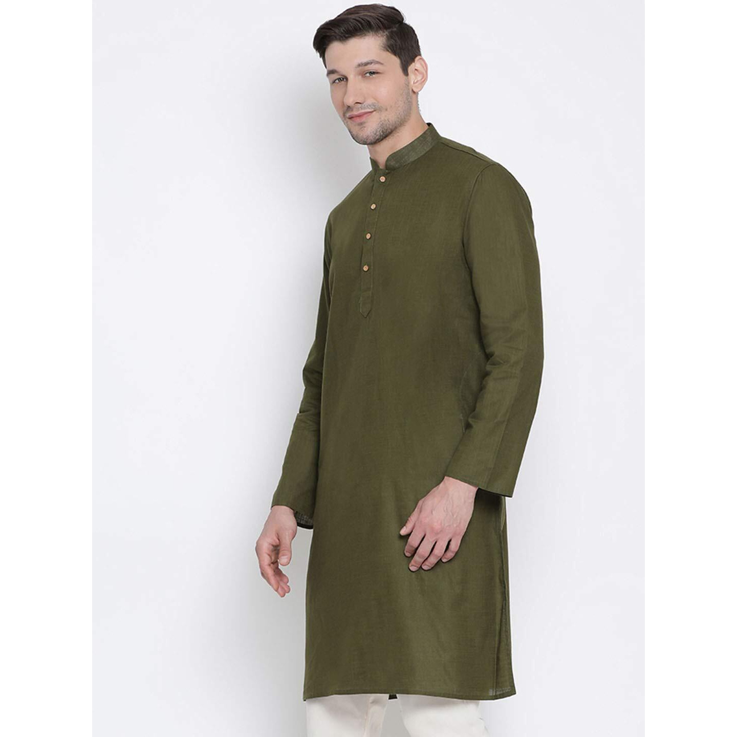 VASTRAMAY Men's Cotton Linen Kurta, Solid Design, Comfortable Fit for Casual, Ideal for Weddings, Parties, and Celebrations