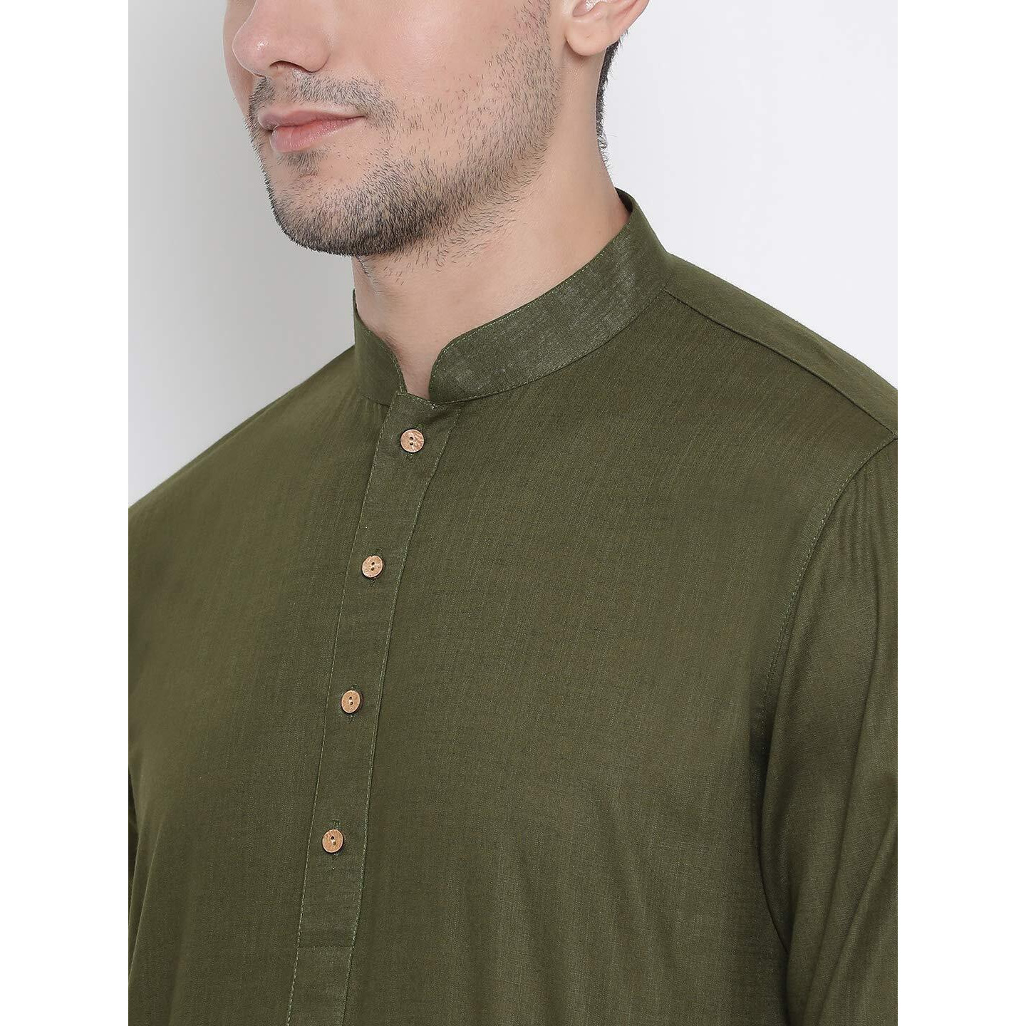 VASTRAMAY Men's Cotton Linen Kurta, Solid Design, Comfortable Fit for Casual, Ideal for Weddings, Parties, and Celebrations