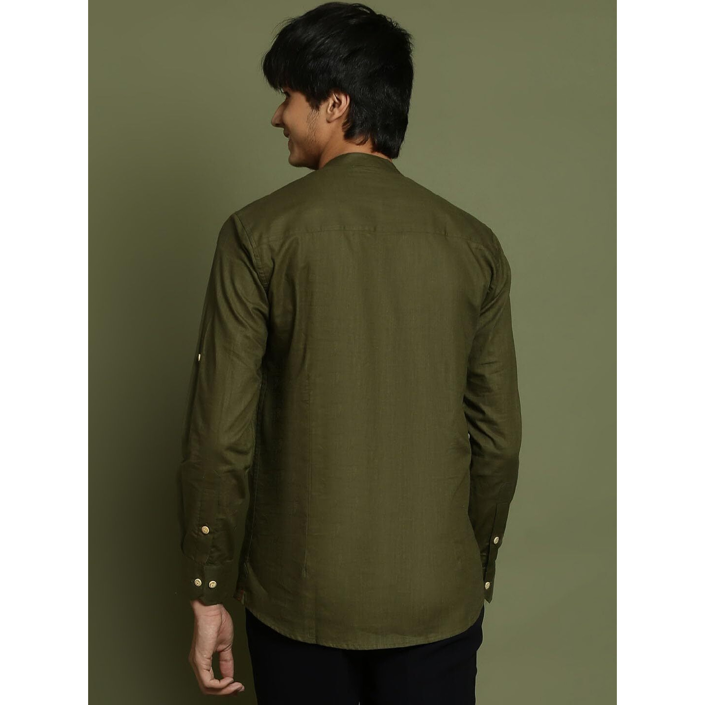 VASTRAMAY YUVA Boys' Dark Green Short Kurta_VYUVBXK015MI_36L