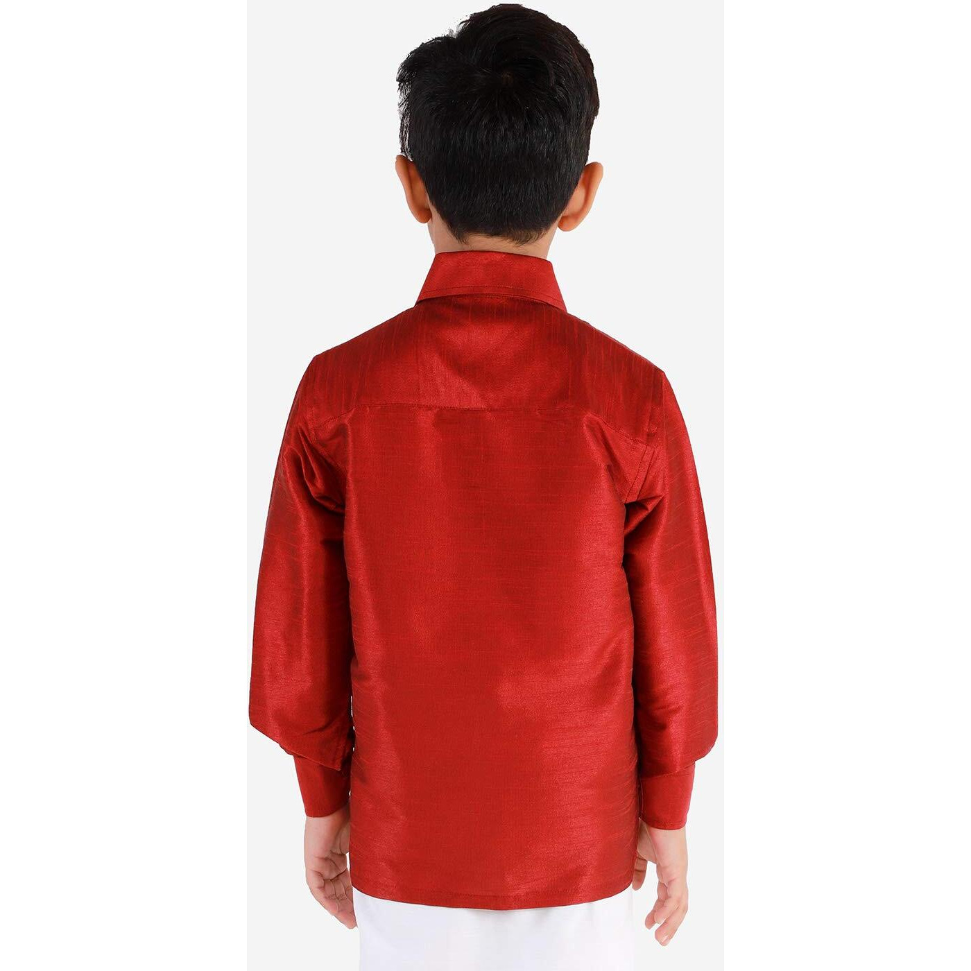 JBN Creation Boys' Maroon Silk Blend Ethnic Shirt | Effortless Style for Everyday Comfort | Modern Designs, Quality Fabrics, and Contemporary Fit for a Relaxed and Trendy