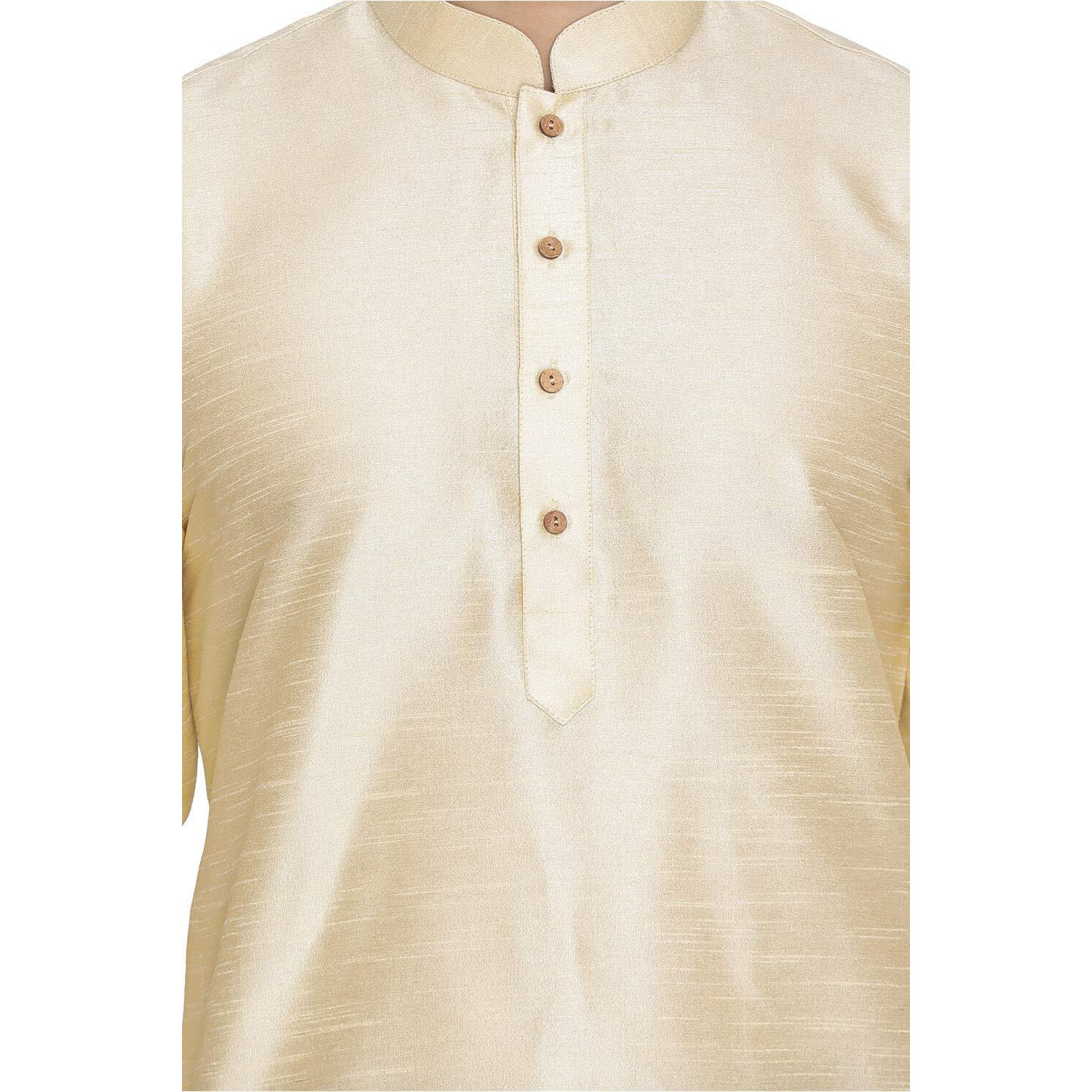 VASTRAMAY Men Gold Cotton Silk Only Kurta - Pathani Style (VASMUK001GO_44)