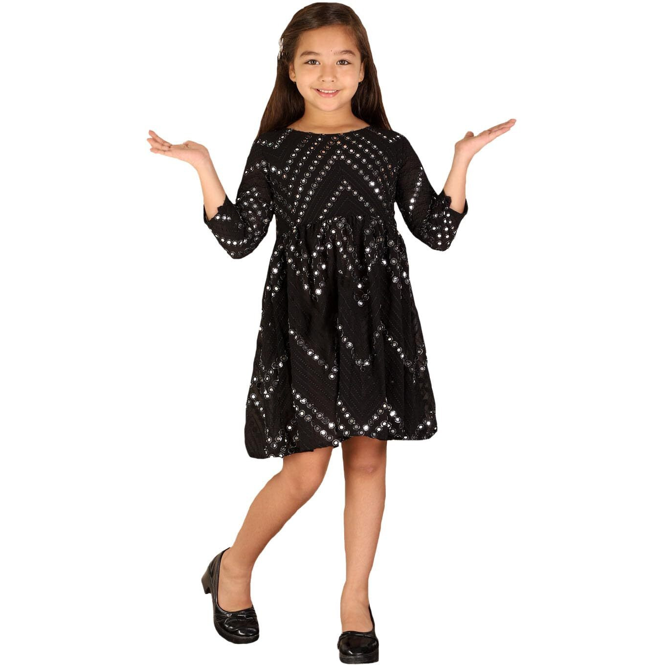 VASTRAMAY Girls' Black Ethnic Dress_VASGK133BL_22