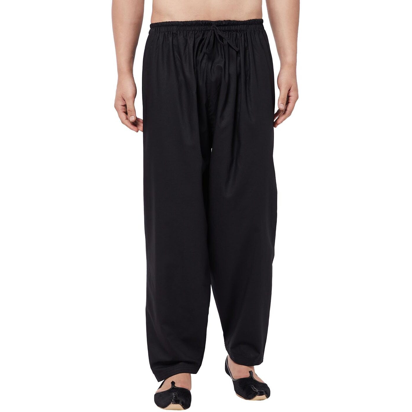 VASTRAMAY Men's Black Cotton Patiala Salwar_VASMPTY002BL_42