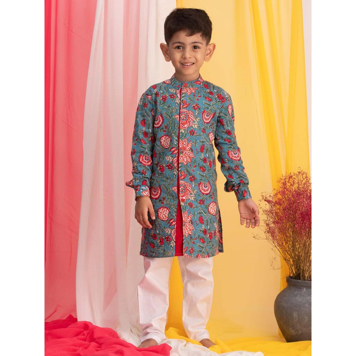 VASTRAMAY Boys' Blue And White Kurta Pyjama Set_VASBK197nPWH_24