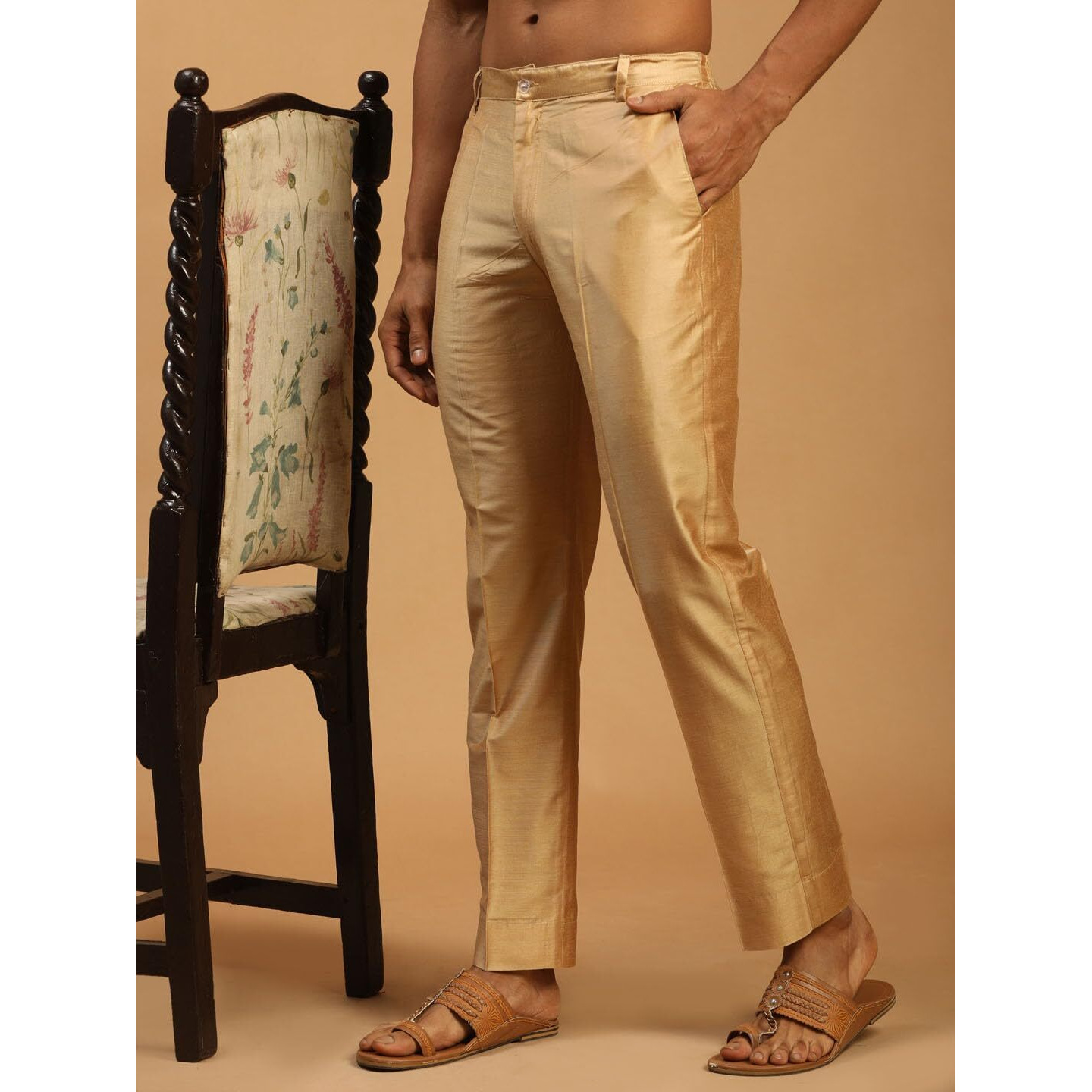 VASTRAMAY Men's Rose Gold Viscose Pant Style Pyjama_VASMPANT002RG_38