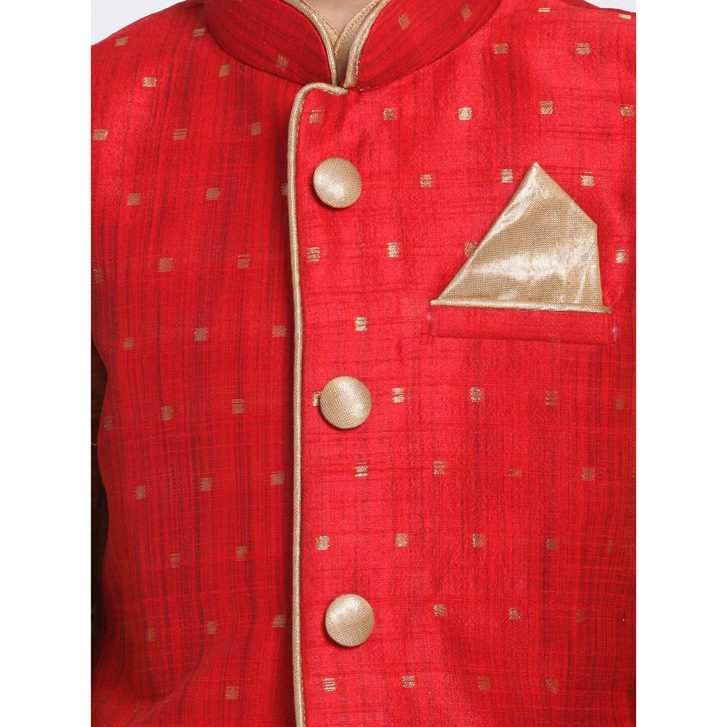 VASTRAMAY JBN Creation Boys' Maroon and Rose Gold Silk Blend Nehru Jacket_VASBJ009MA_26