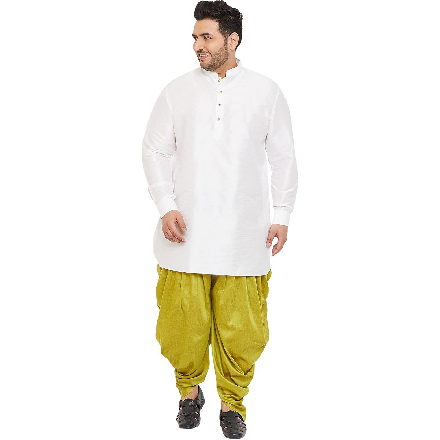 VASTRAMAY Plus Men's Aqua Blue Silk Blend Kurta (VPLUSMK001AQ_44)