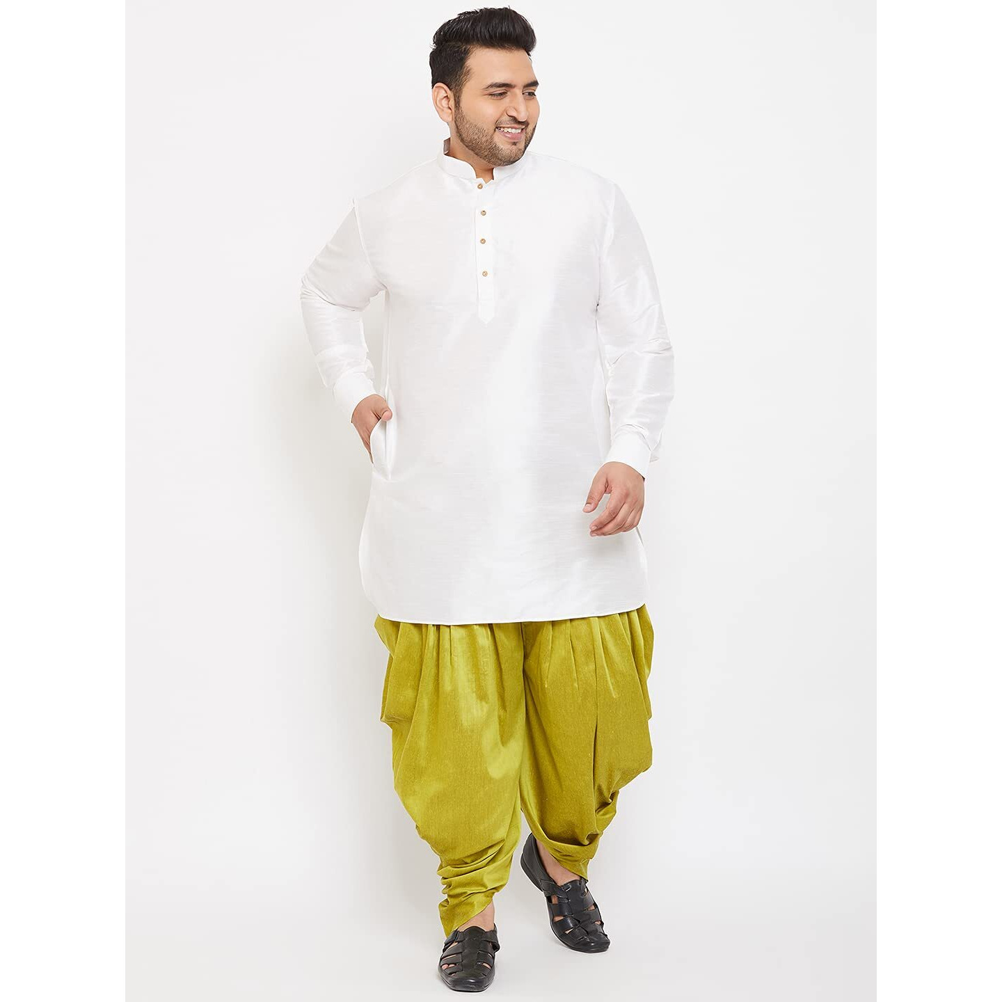VASTRAMAY Plus Men's Aqua Blue Silk Blend Kurta (VPLUSMK001AQ_44)