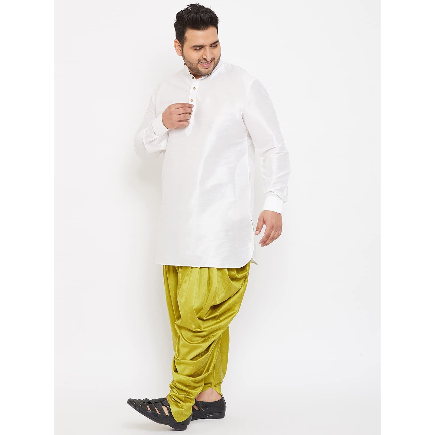 VASTRAMAY Plus Men's Aqua Blue Silk Blend Kurta (VPLUSMK001AQ_44)