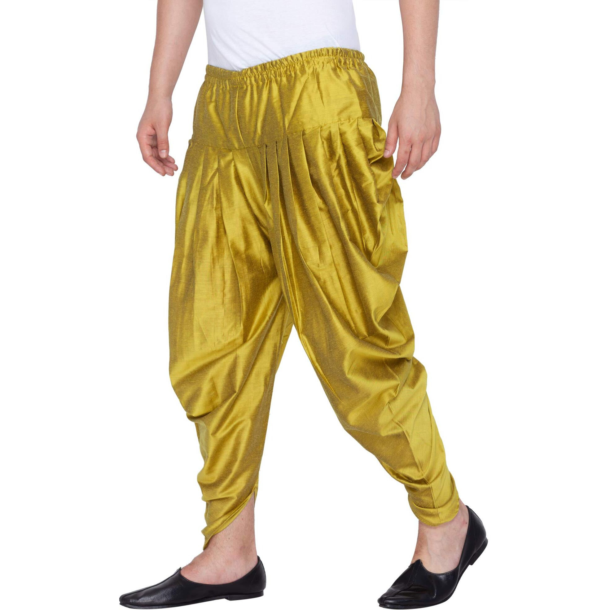 VASTRAMAY Men Cotton Cowl Design Patiala Style Dhoti Pant Pants (VASMCDCY_38 Colour Green Size 38)