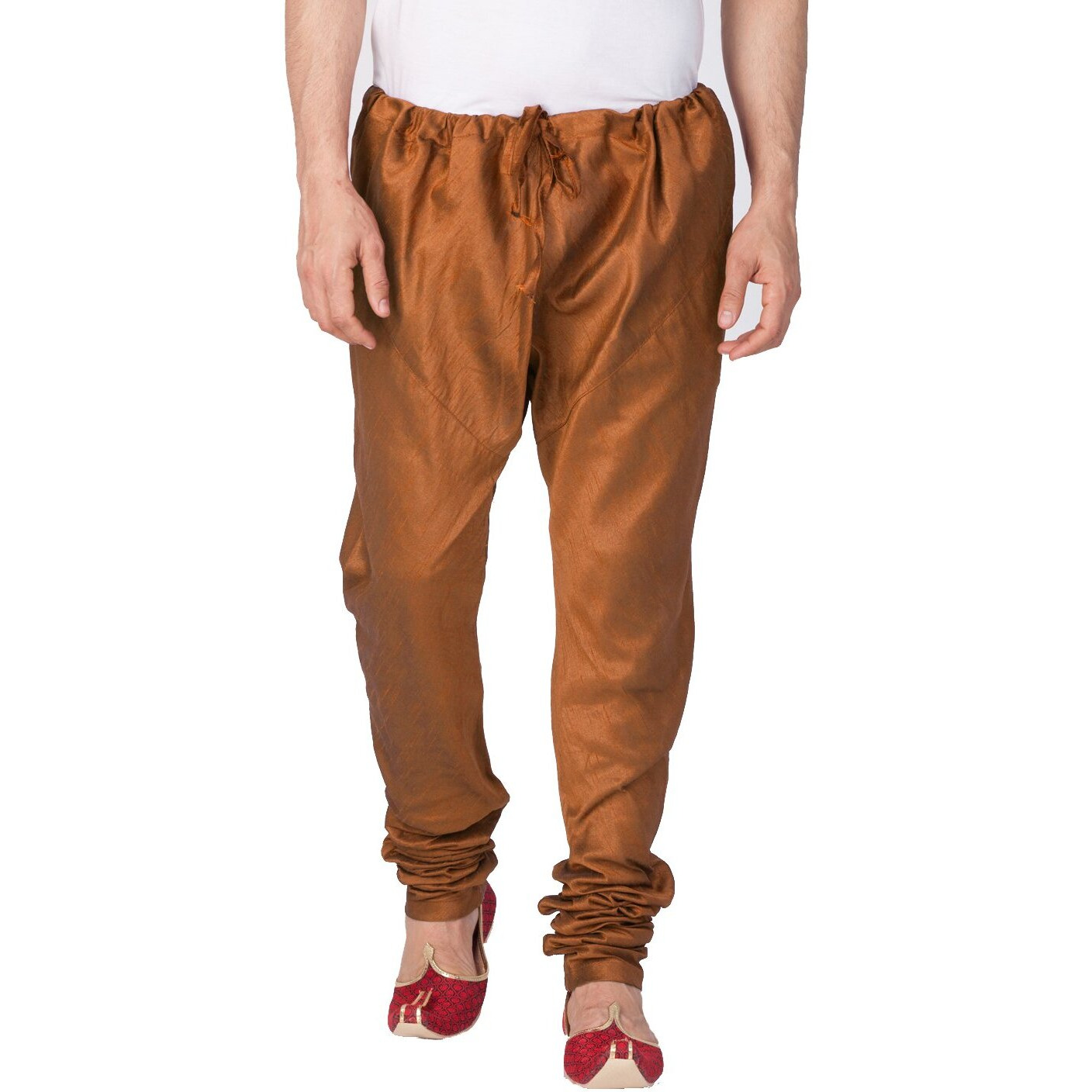 VASTRAMAY Men Cotton Silk Churidar Pyjama (Coffee_VASMPCO_44)