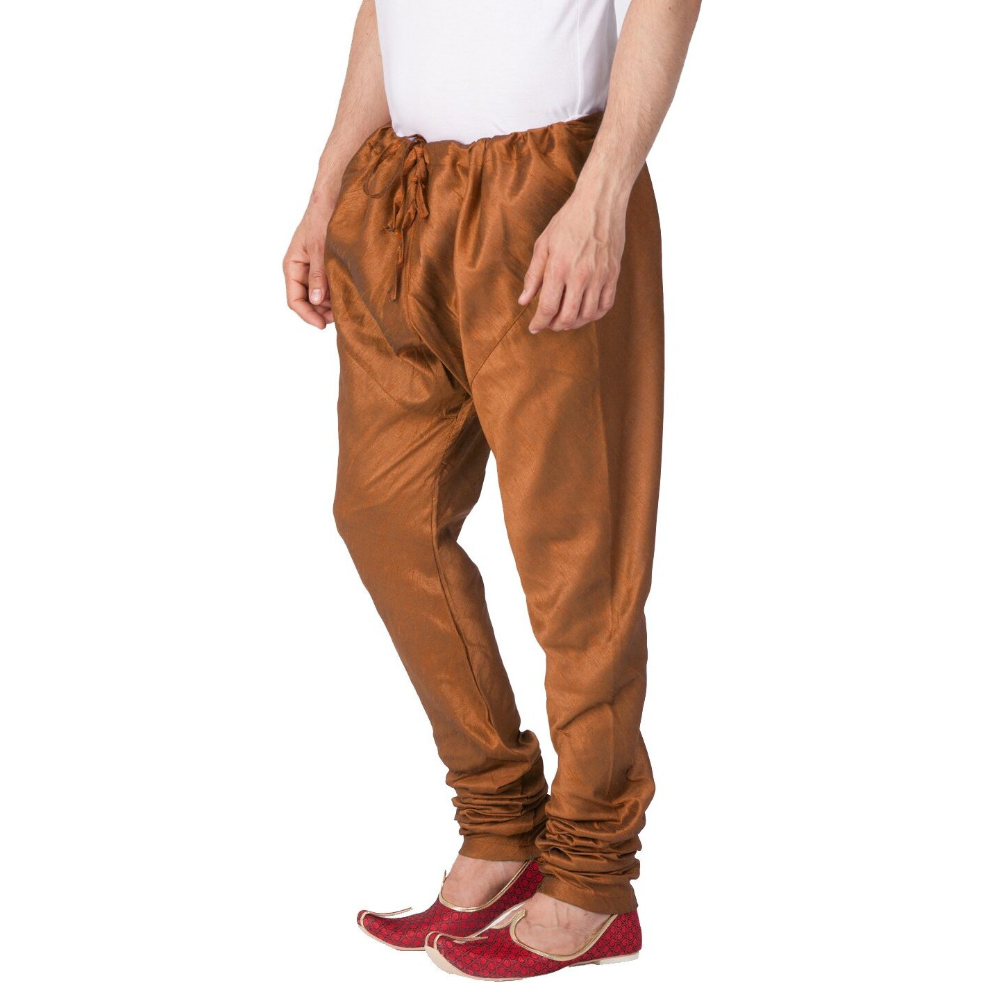 VASTRAMAY Men Cotton Silk Churidar Pyjama (Coffee_VASMPCO_44)