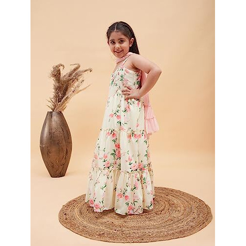VASTRAMAY Girls' Yellow Anarkali And Dupatta Set_VASGAK001YWnD_28