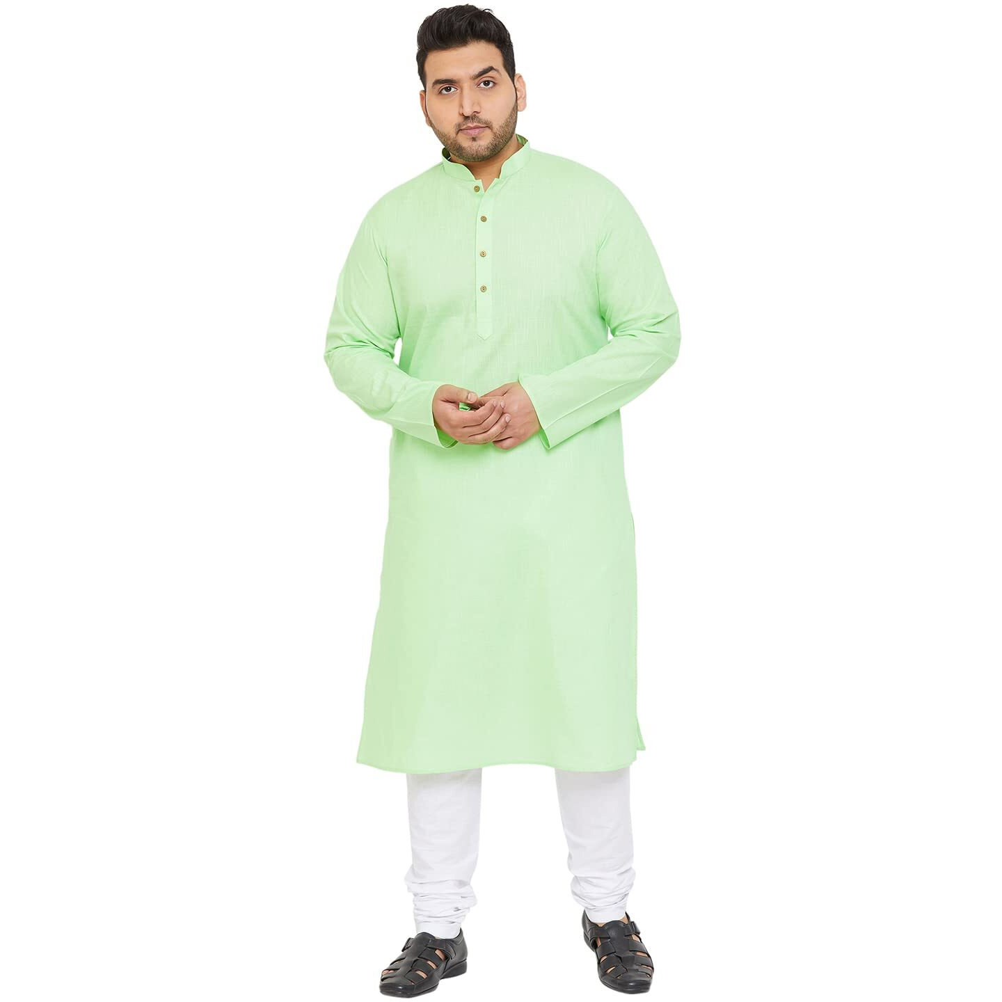 VASTRAMAY Plus Size Men's Aqua Blue Silk Blend Kurta (VPlus SizeMK001AQ_44)