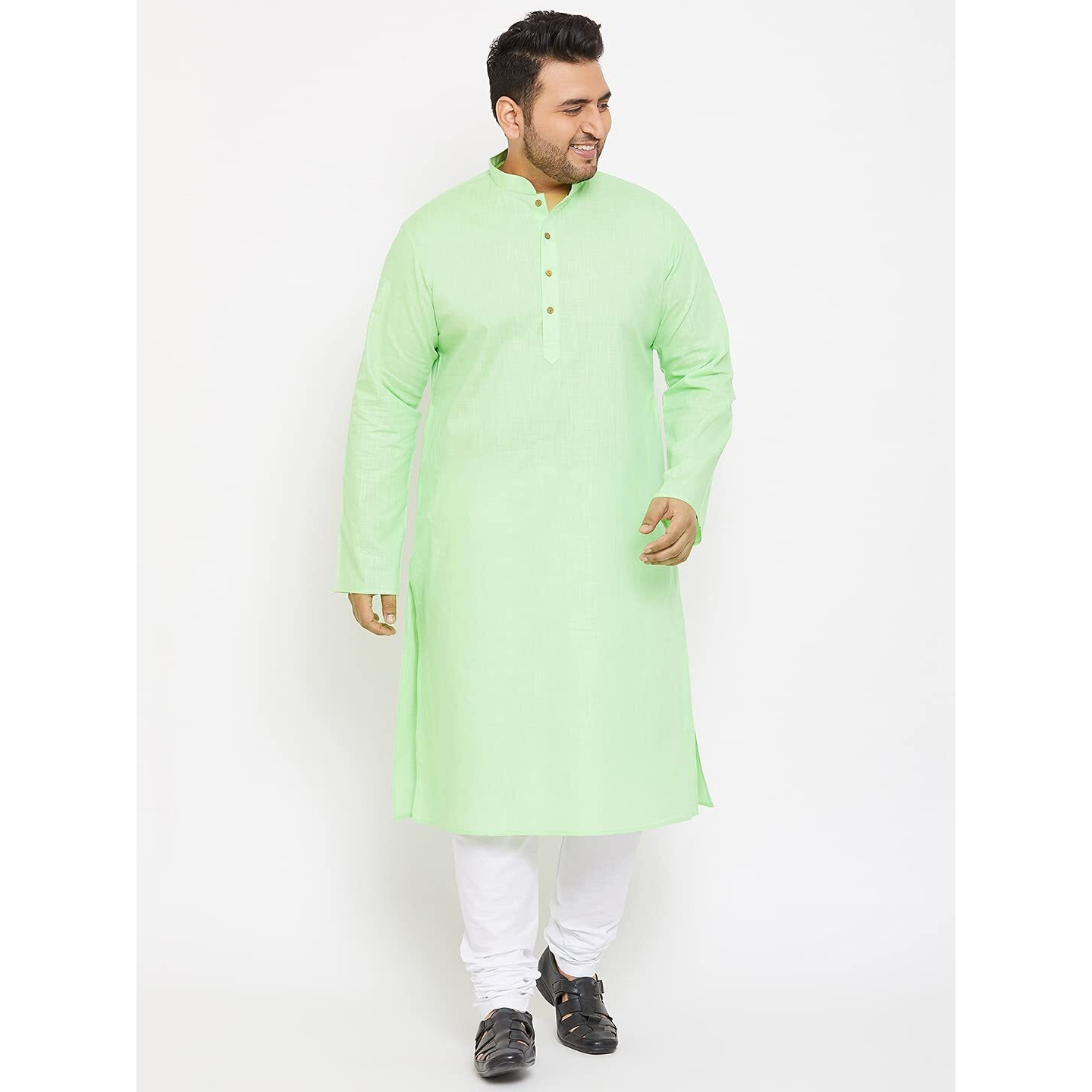 VASTRAMAY Plus Size Men's Aqua Blue Silk Blend Kurta (VPlus SizeMK001AQ_44)