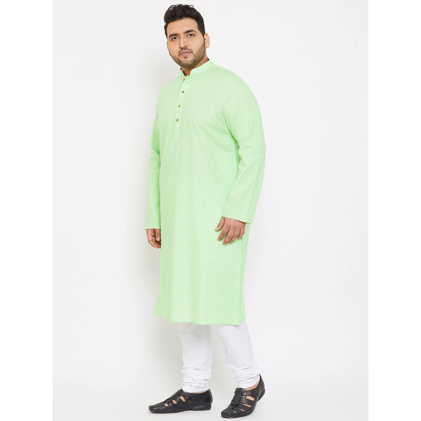 VASTRAMAY Plus Size Men's Aqua Blue Silk Blend Kurta (VPlus SizeMK001AQ_44)