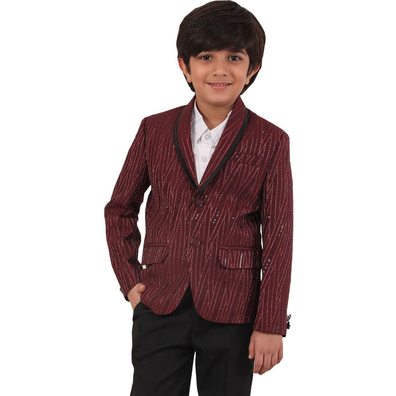 VASTRAMAY Boys' Maroon Slik Blend Blazer_VASBCT028MA_20
