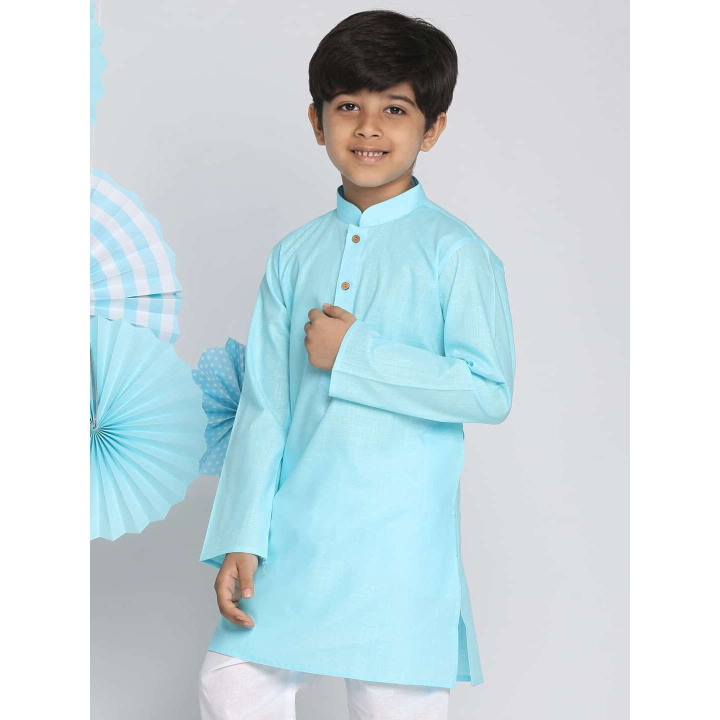 VASTRAMAY Boys' Aqua Kurta (VASBK007AQ_Age-5-6Y_Aqua)