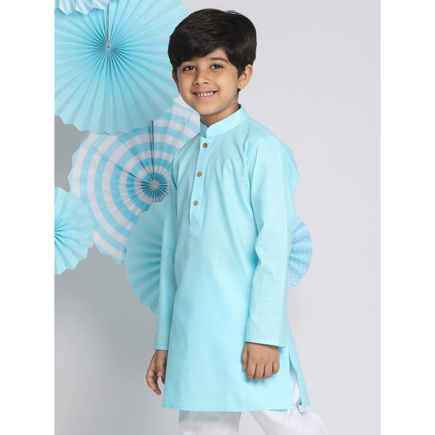 VASTRAMAY Boys' Aqua Kurta (VASBK007AQ_Age-5-6Y_Aqua)