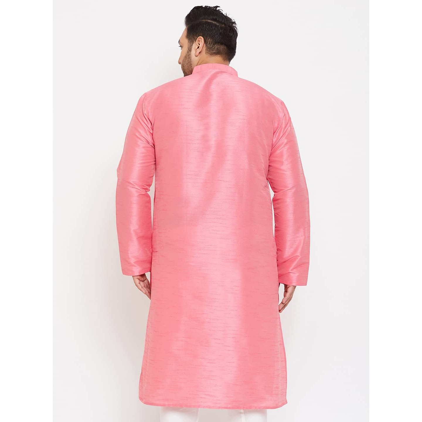 VASTRAMAY Plus Mens Silk Blend Pink Kurta - Elegance for Festivals & Events_VPLUSMK001PN_54