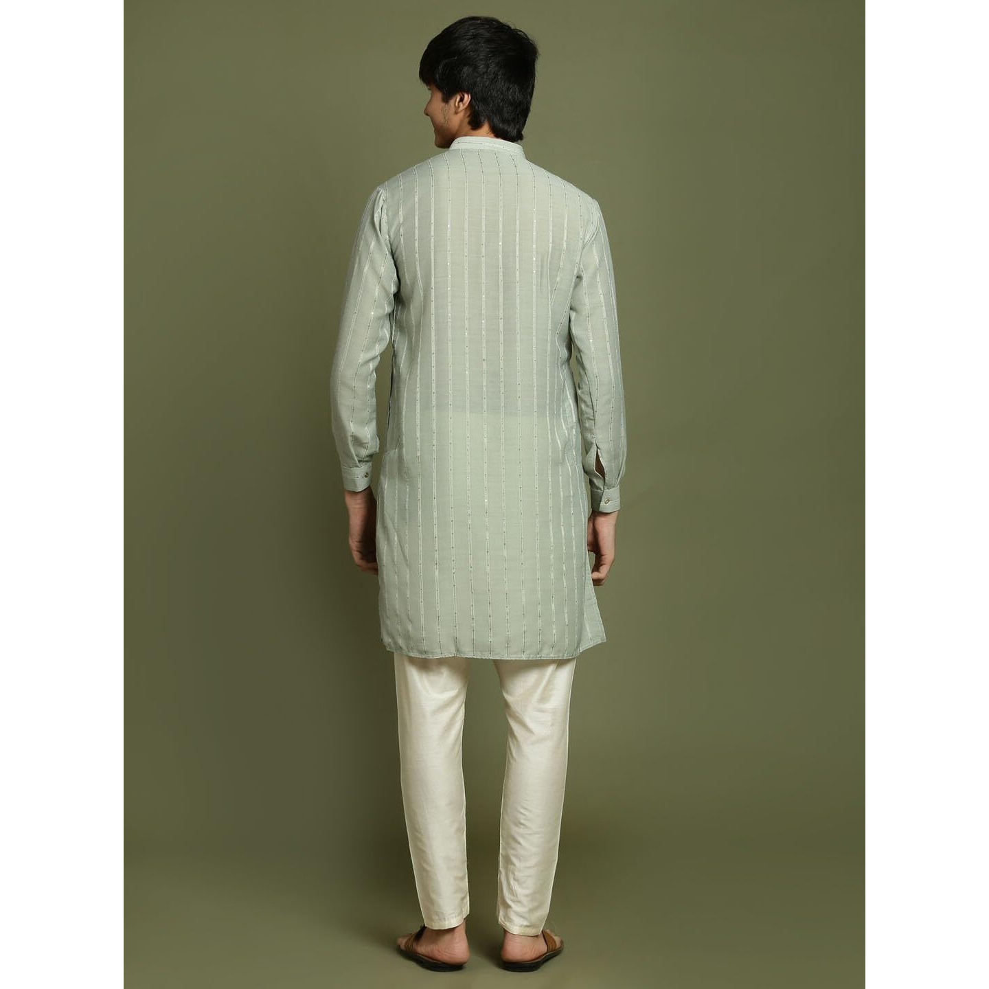 VASTRAMAY YUVA Boys' Green And Cream Kurta Pyjama Set_VYUVBK165GNnBVPCR_36