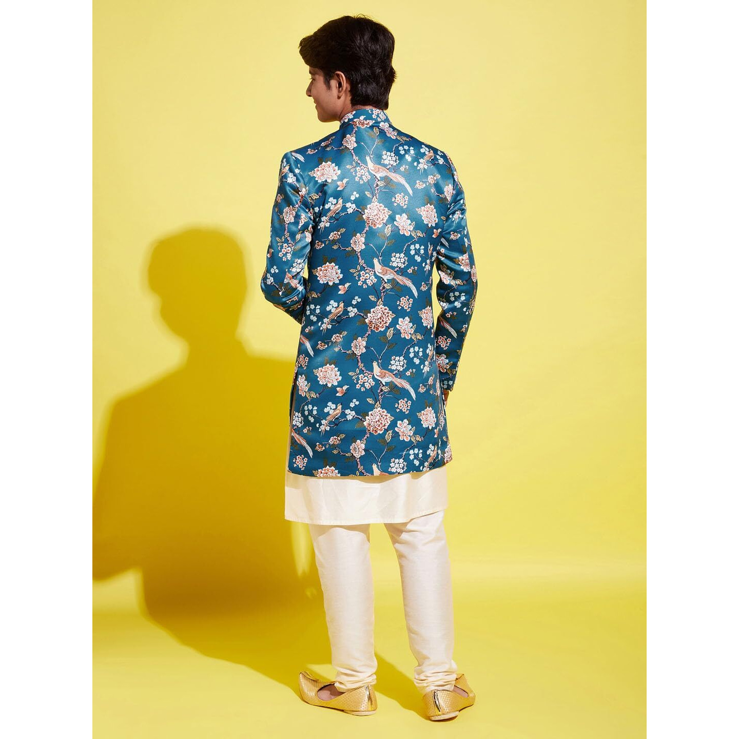 VASTRAMAY YUVA Boys' Multicolored-Base-Turquoise Indowestern Set_VYUVBIW019nBK091CRnVPCR_36