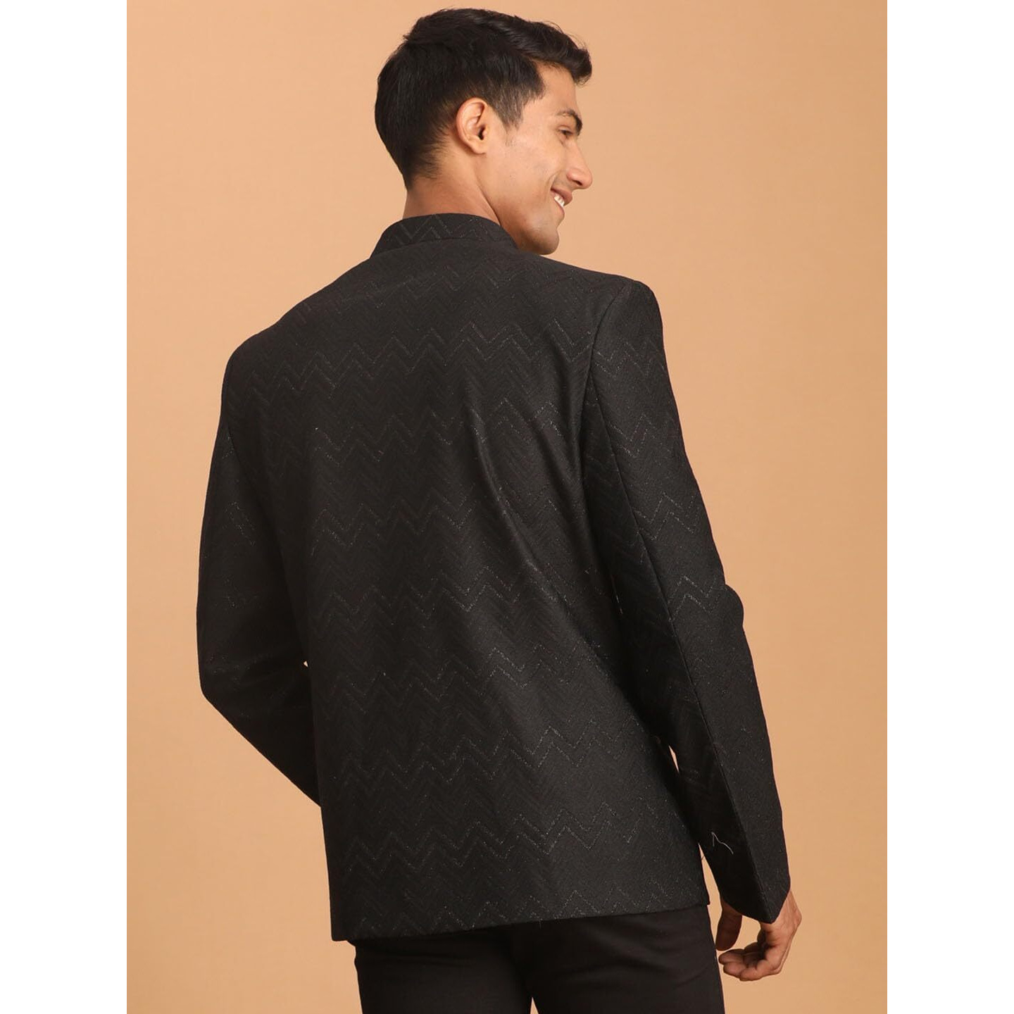 VASTRAMAY Men's Black Silk Blend Jodhpuri | Imported Fabric Jodhpuri For Men