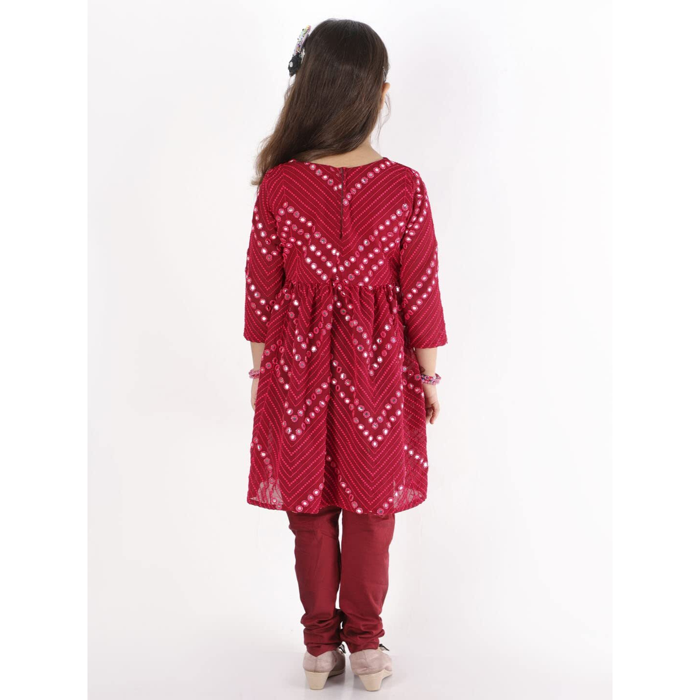 VASTRAMAY Sibling Bhai Behen Boys' & Girls' Set (VASSIB133MA_Age-Boy - 4-5 Years/Girl - 3-4 Years_Maroon)