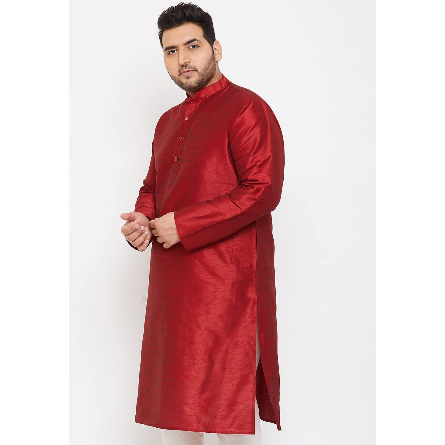 VASTRAMAY Men's Maroon Cotton Silk Blend Kurta and Pyjama Set_VASMKMA001nPCR_44