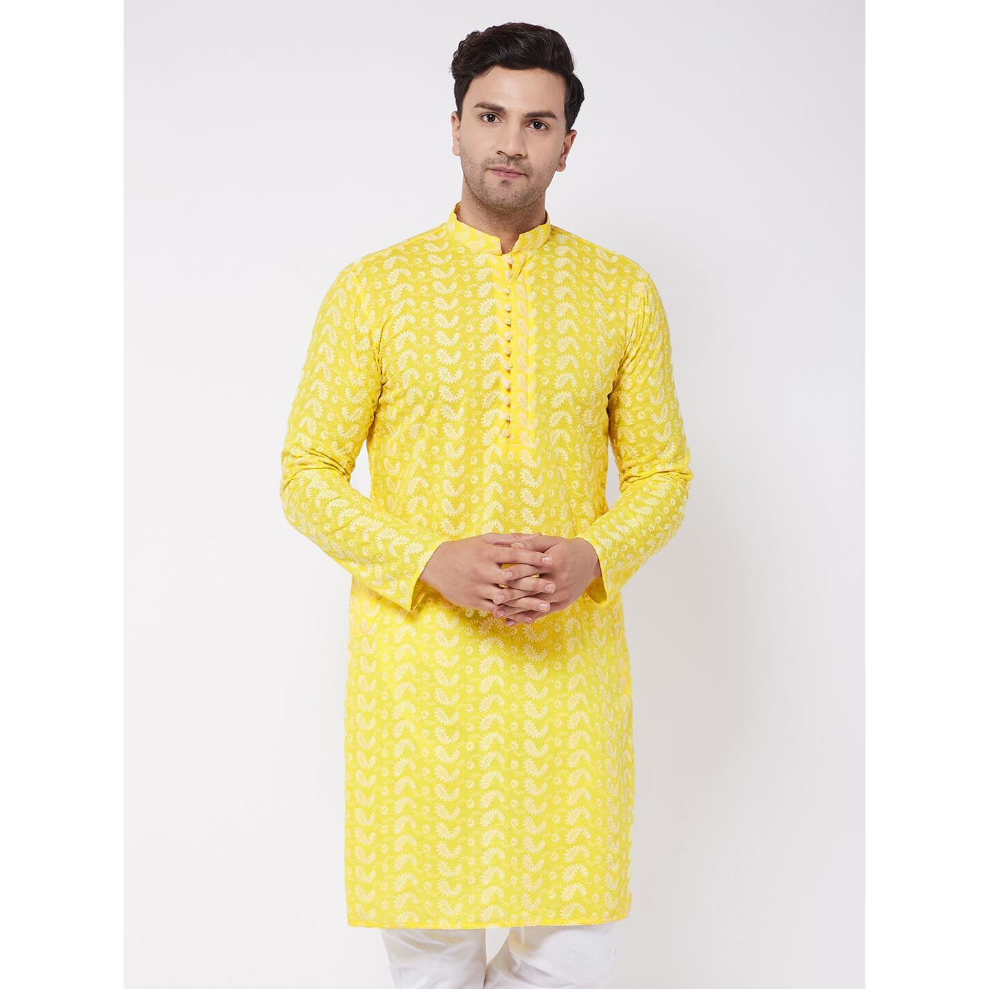 VASTRAMAY Regular Men's Mustard Pure Cotton Kurta (VASMK094MD_38