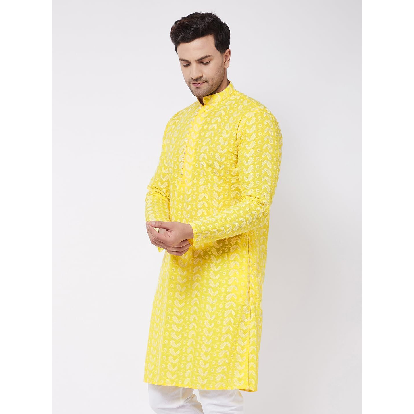 VASTRAMAY Regular Men's Mustard Pure Cotton Kurta (VASMK094MD_38