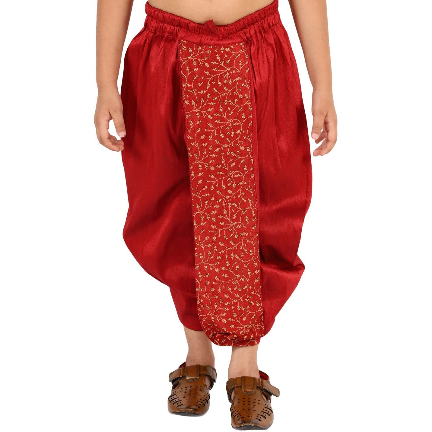 VASTRAMAY Boys' Maroon Traditional Embroidered Dhoti_VASBDT011MA_22