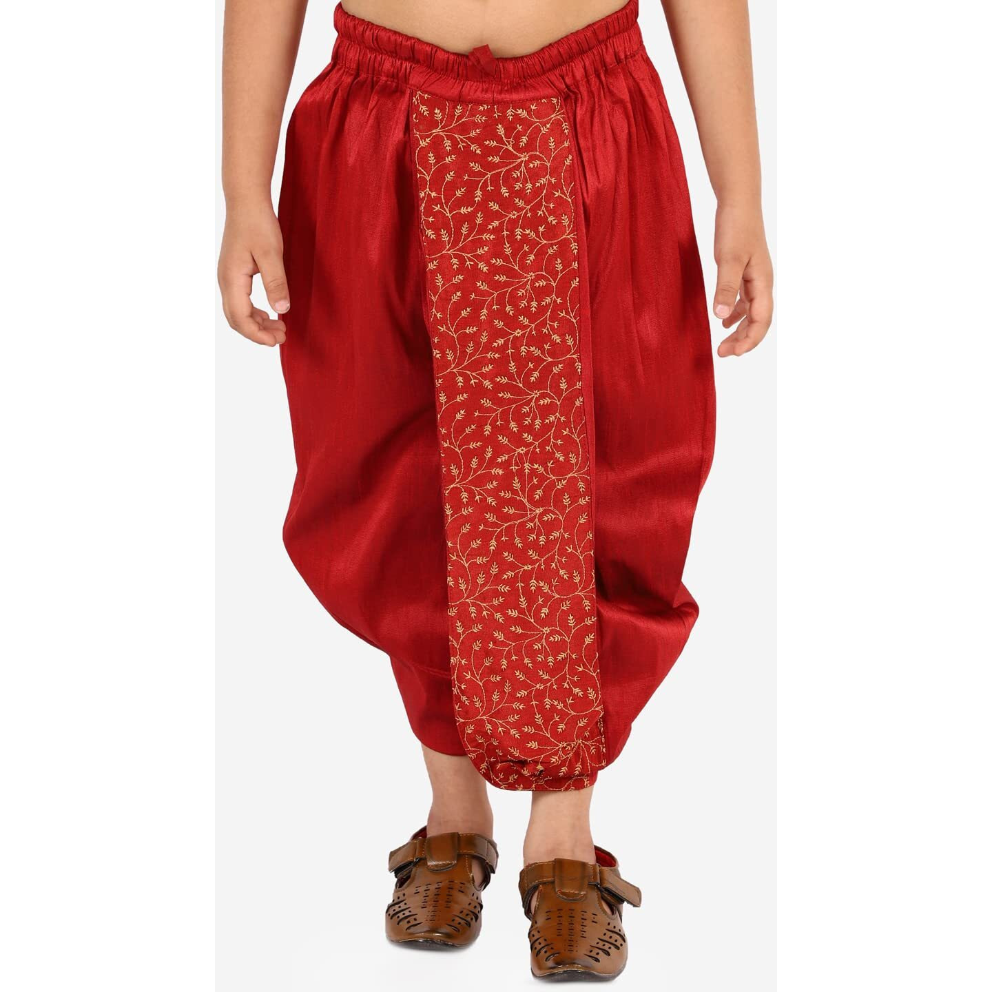 VASTRAMAY Boys' Maroon Traditional Embroidered Dhoti_VASBDT011MA_22