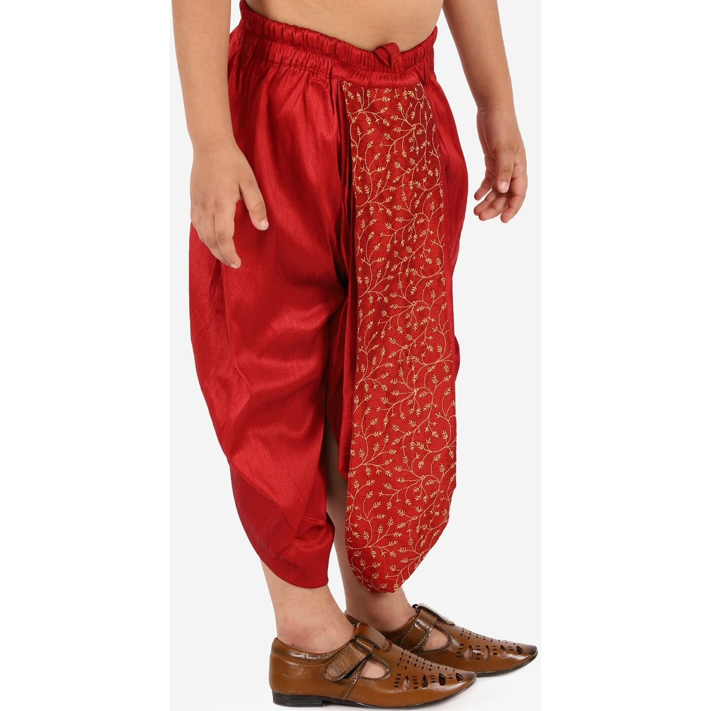 VASTRAMAY Boys' Maroon Traditional Embroidered Dhoti_VASBDT011MA_22
