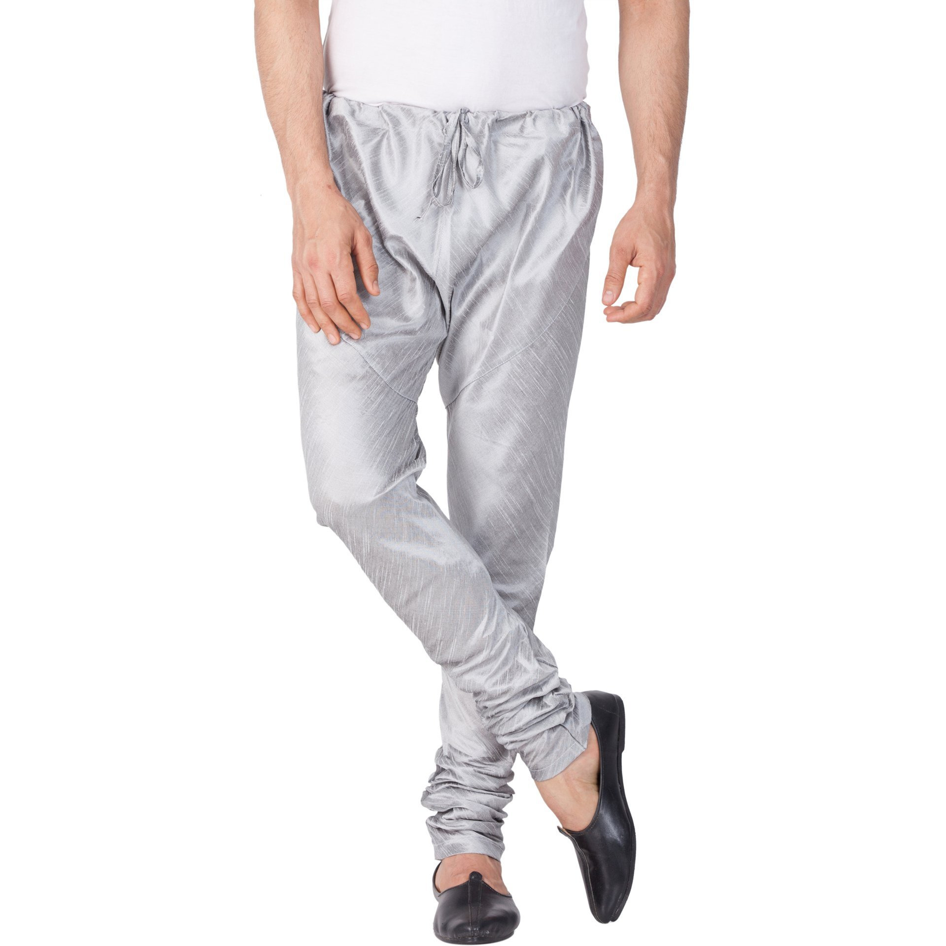 VASTRAMAY Men Cotton Silk Churidar Pyjama (Grey_VASMPGY_44)