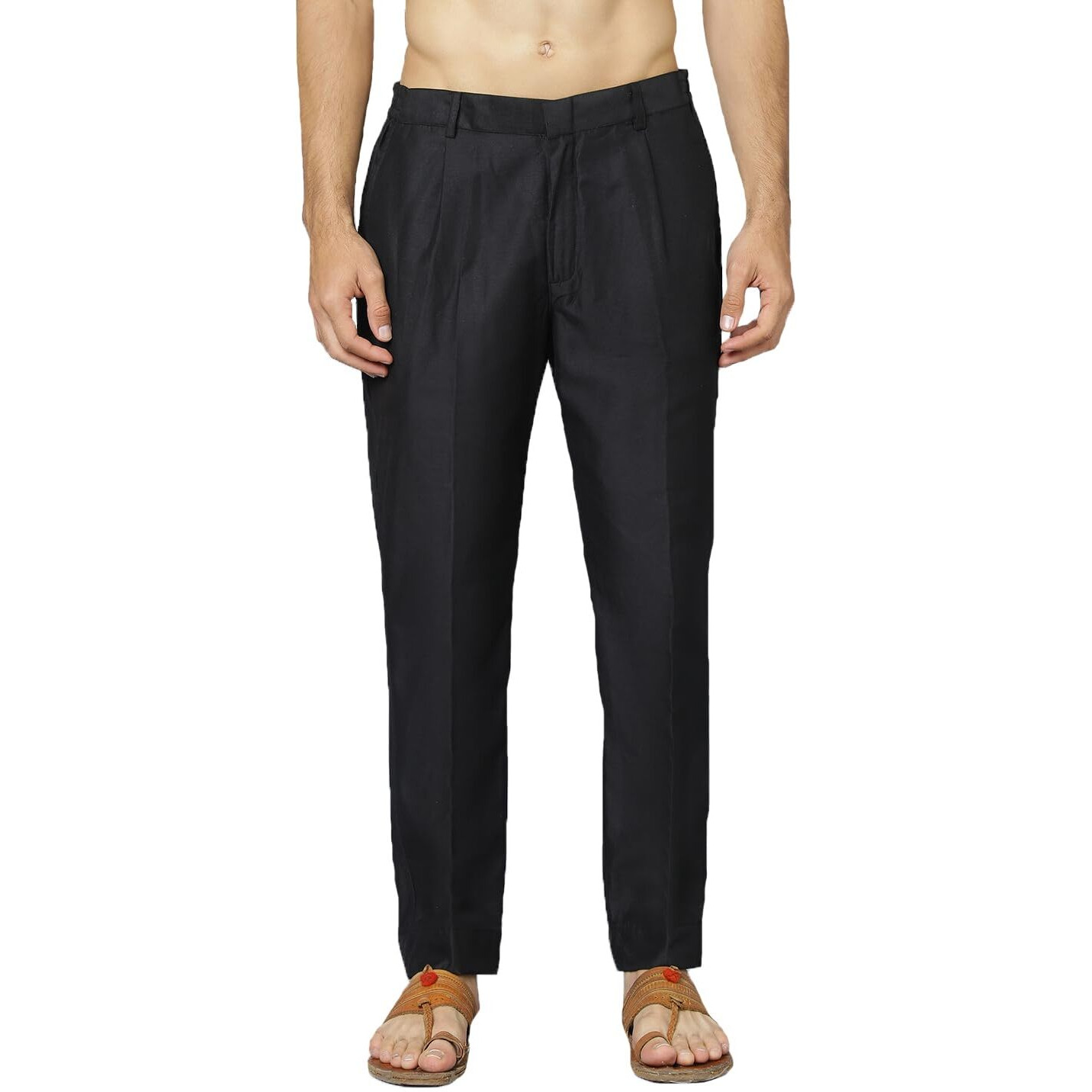 VASTRAMAY Men's Black Viscose Pant Style Pyjama | Viscose Pant Style Pyjama For Men