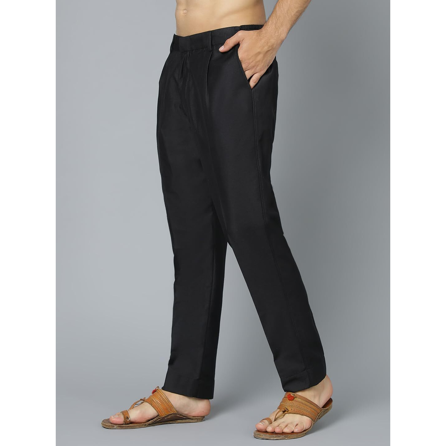 VASTRAMAY Men's Black Viscose Pant Style Pyjama | Viscose Pant Style Pyjama For Men