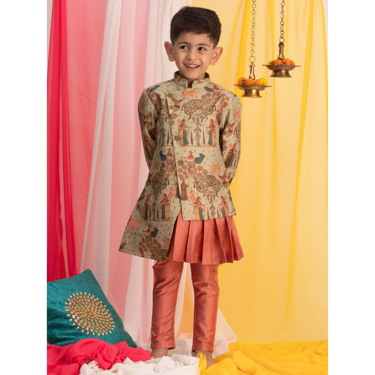 VASTRAMAY Boys' Green And Pink Ethnic Combo Set_VASBCO10nVPON_22