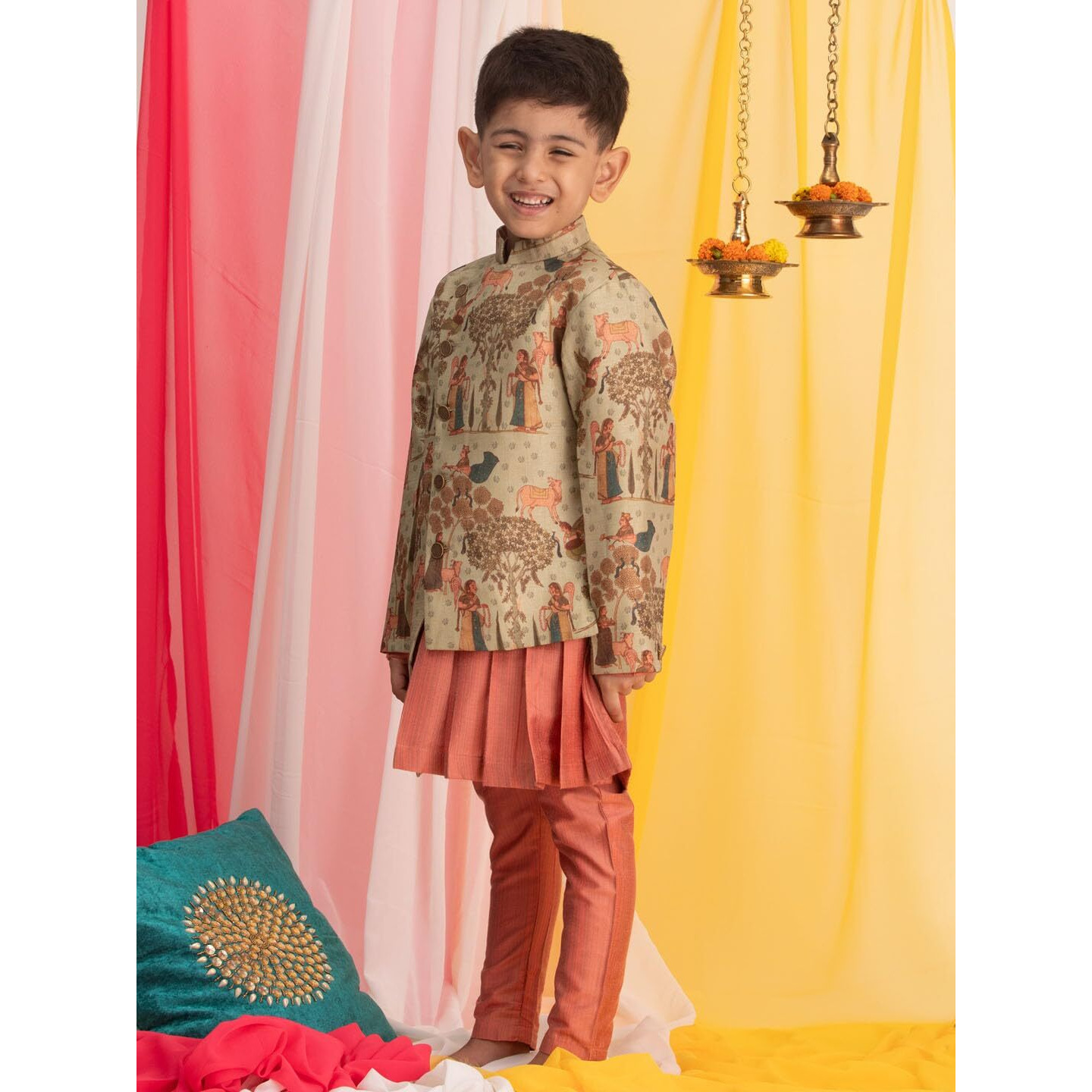 VASTRAMAY Boys' Green And Pink Ethnic Combo Set_VASBCO10nVPON_22