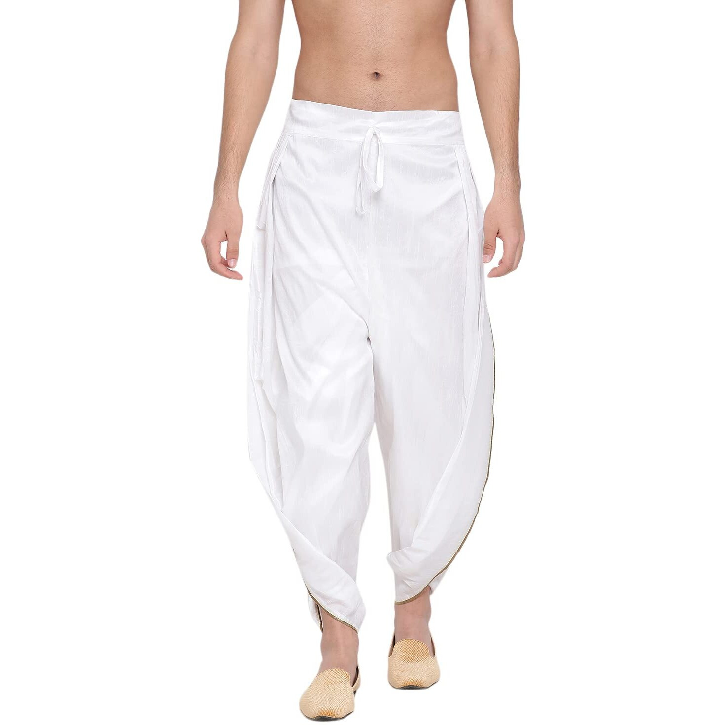 VASTRAMAY Men's Dhoti (VASMSD001WH_Free Size_White)