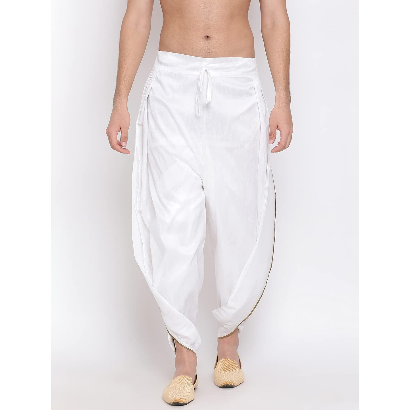 VASTRAMAY Men's Dhoti (VASMSD001WH_Free Size_White)