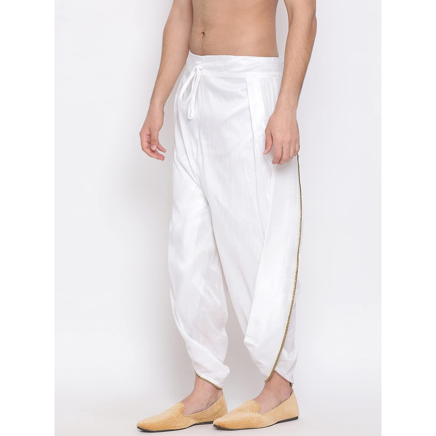 VASTRAMAY Men's Dhoti (VASMSD001WH_Free Size_White)