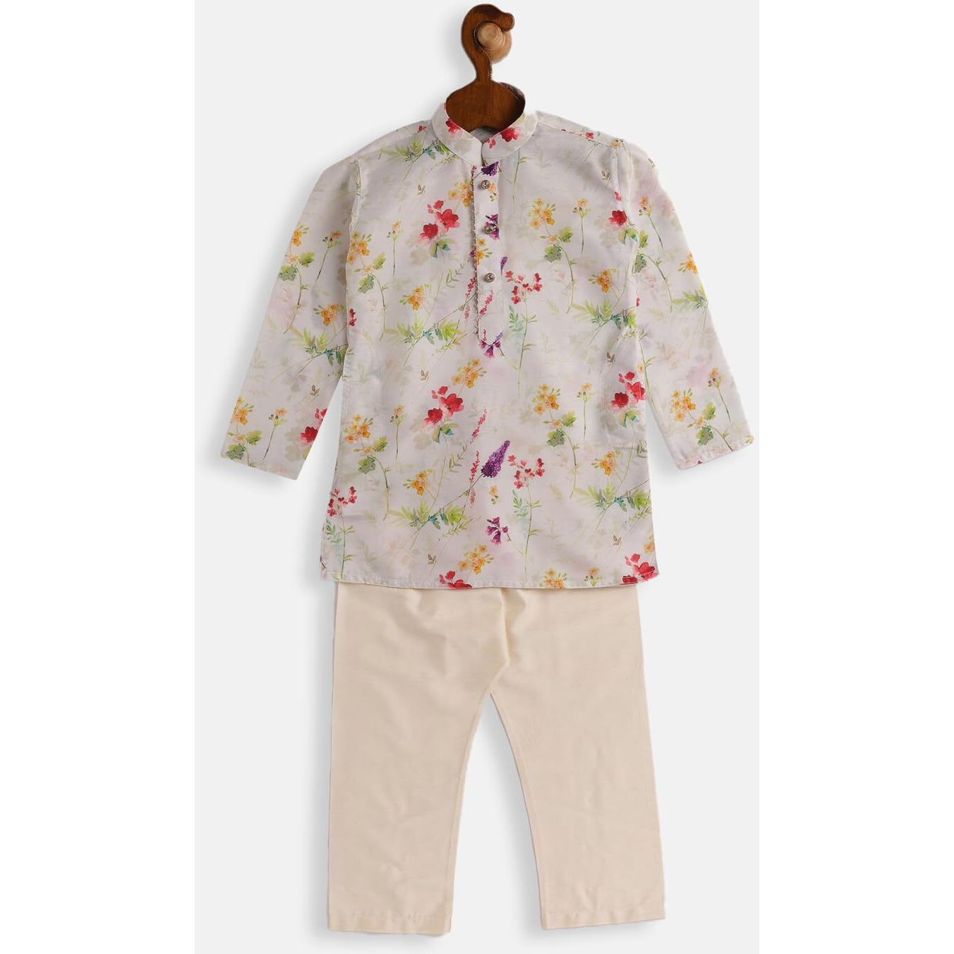 VASTRAMAY Infant Boys Multicolor-Base-Cream Cotton Blend Kurta Pyjama Set_VSHISBK089CRnPVCR_18