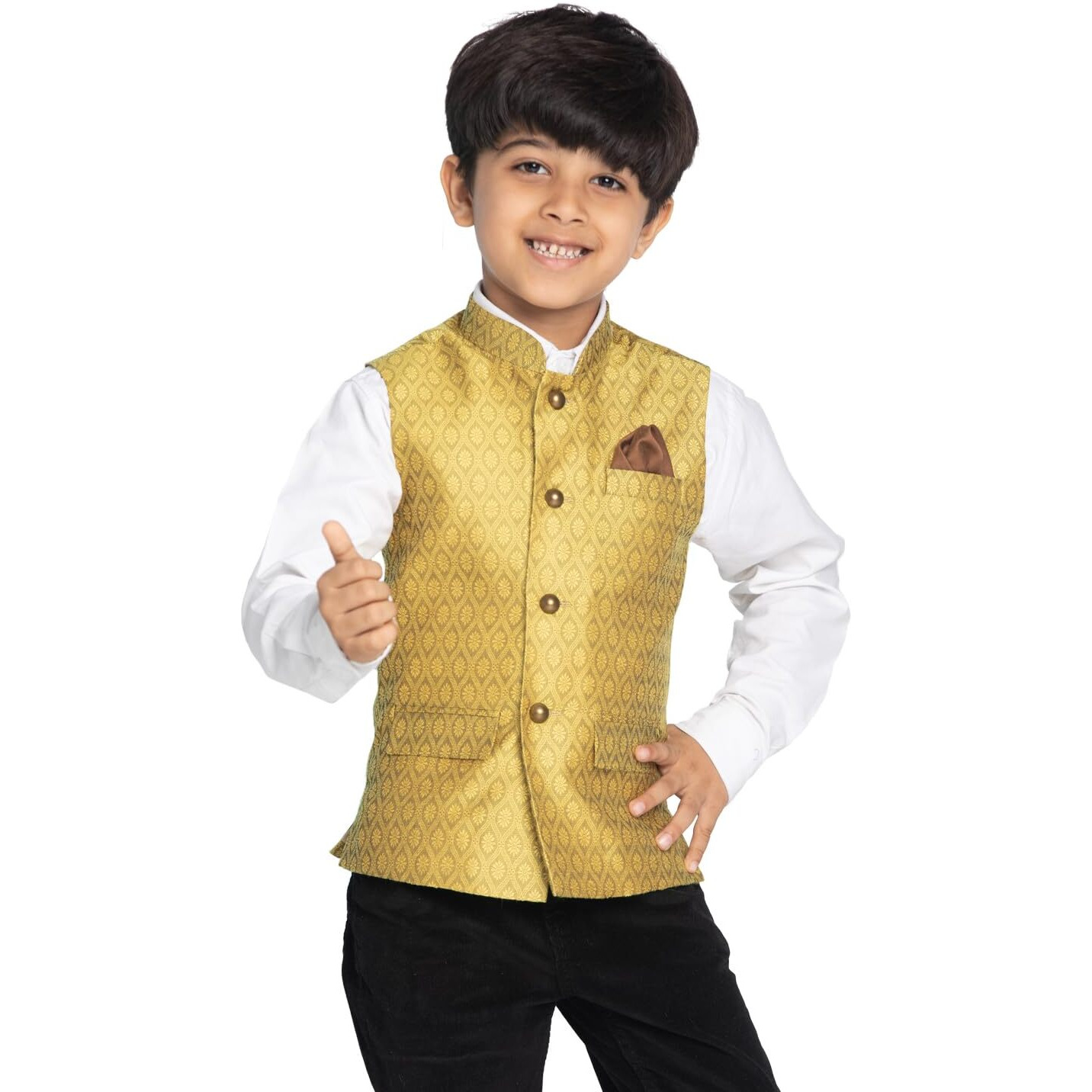 VASTRAMAY Boys' Yellow Nehru Jacket_VASBJ105YW_36