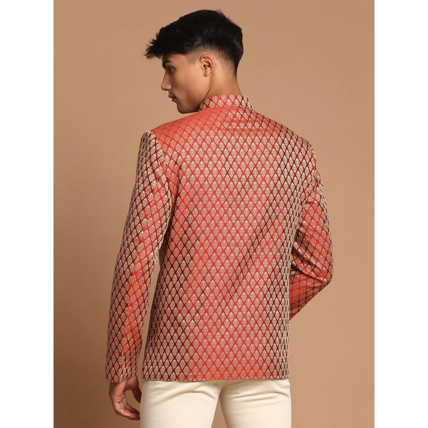 VASTRAMAY Royal Silk Banarasi Jodhpuri Coat  Premium Woven Fabric with Long-Lasting Sheen, Prince Coat for Men
