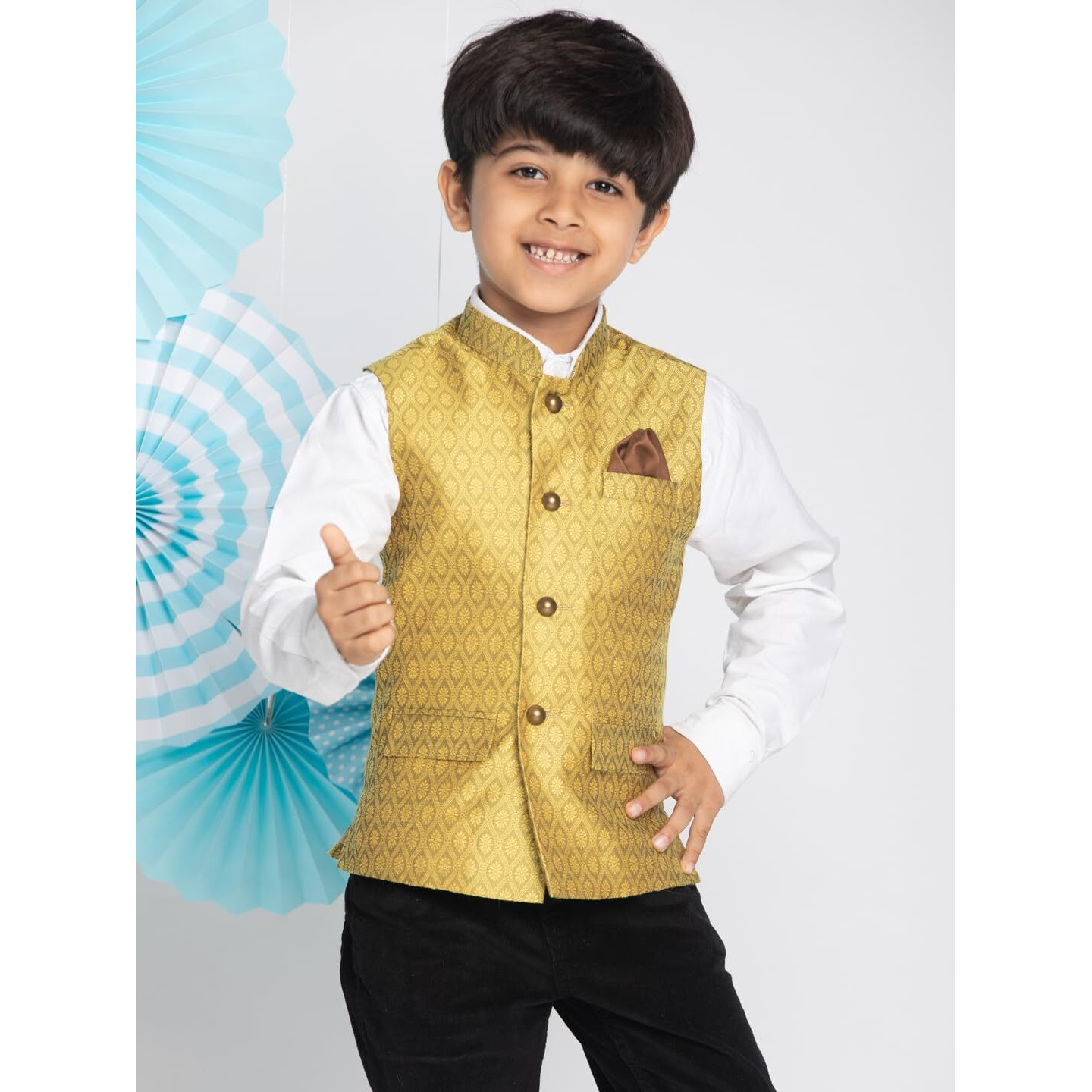VASTRAMAY Boys' Yellow Nehru Jacket_VASBJ105YW_28