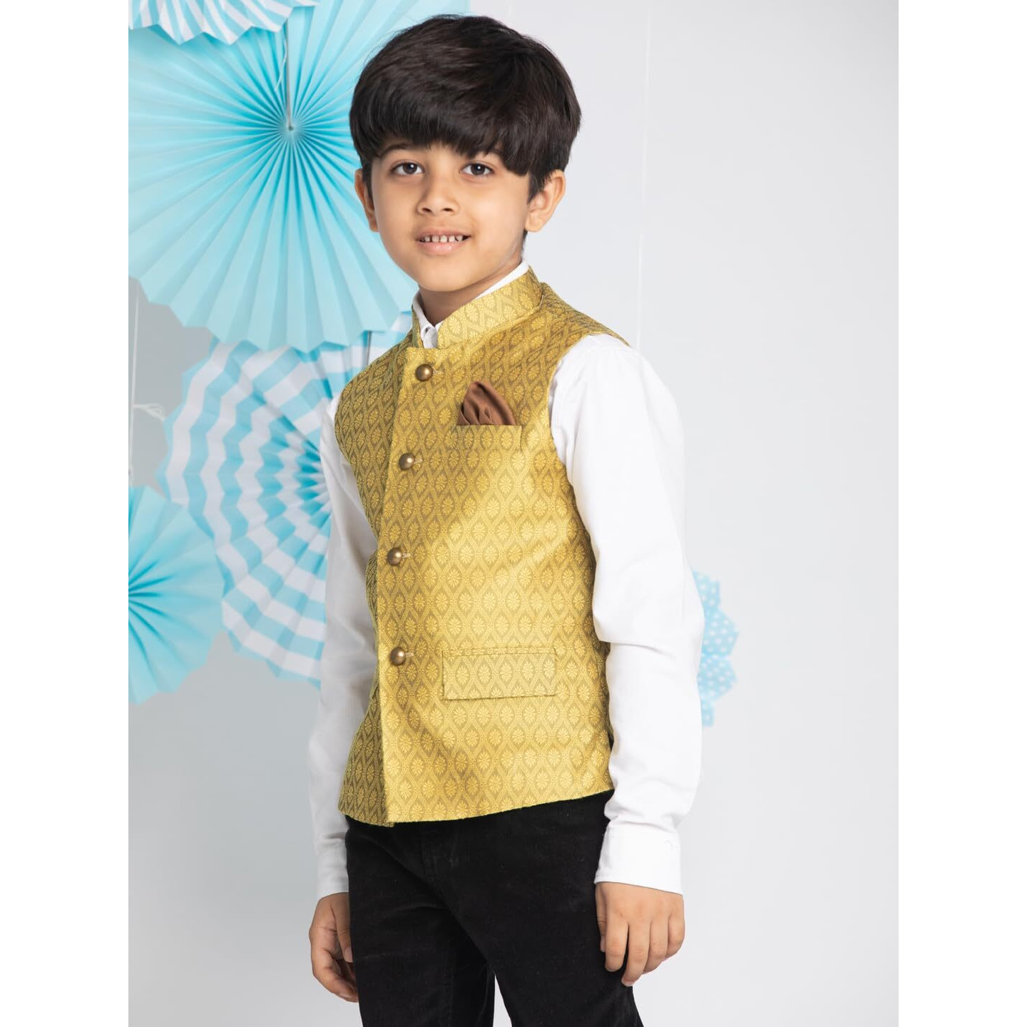 VASTRAMAY Boys' Yellow Nehru Jacket_VASBJ105YW_28